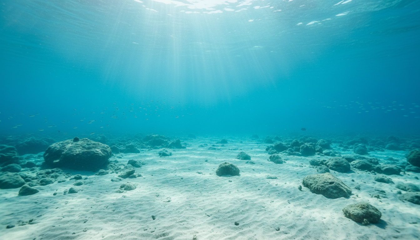Fondo marino arenoso en Murcia, representación de la física y seguridad en el buceo